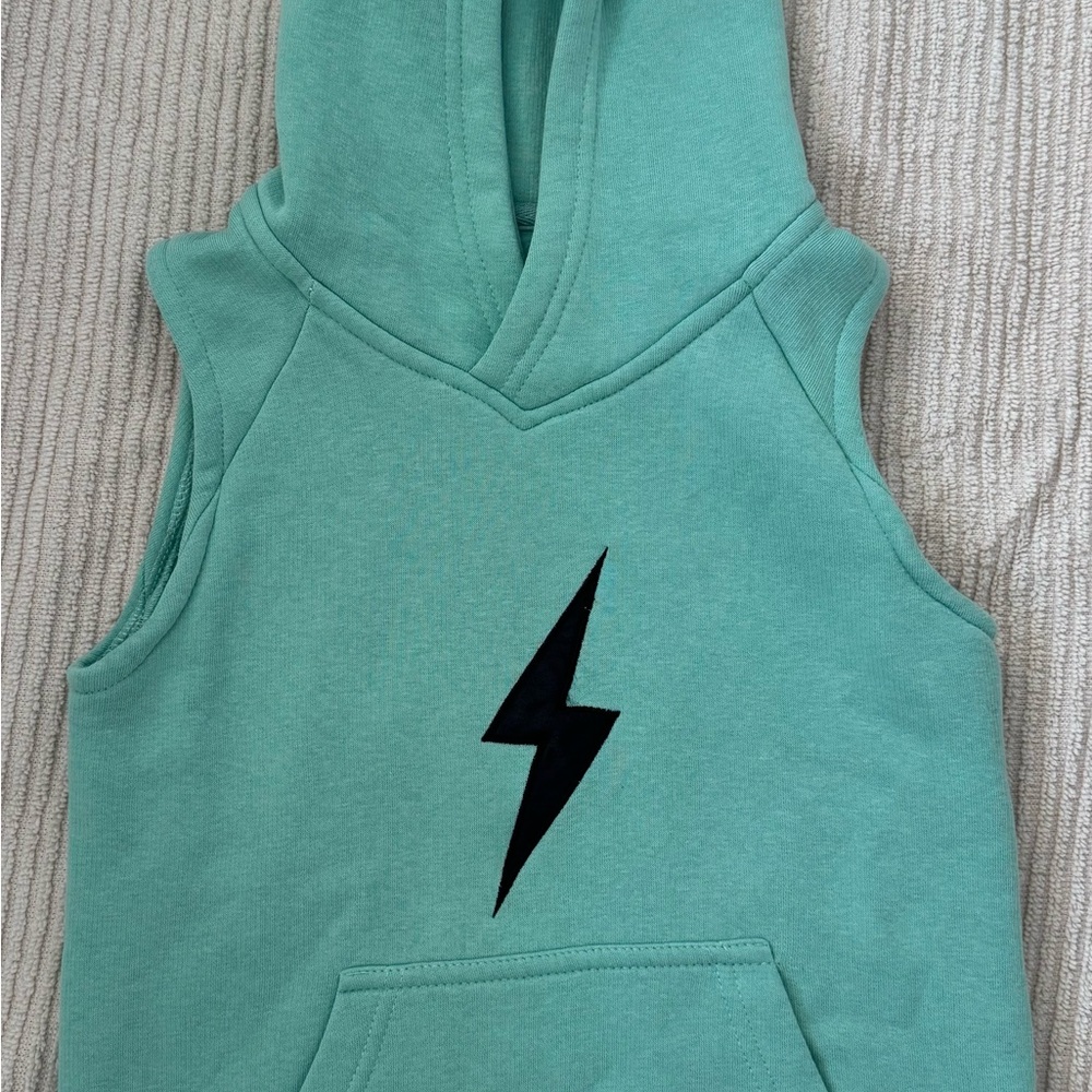 Bruce Bolt Mint Green Sleeveless Hoodie with Lightning Bolt